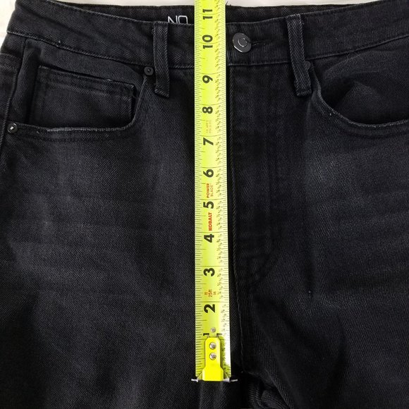 No Boundaries Jeans Juniors Size 7 High Rise Slim Straight Destroyed Black Denim - Picture 4 of 14
